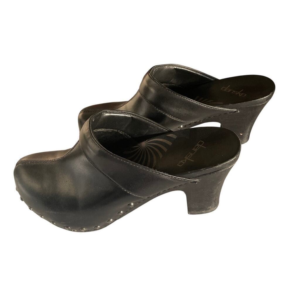 Dansko RAE Studded Mules Clogs Women US 9 (EU 39) Black Leather Slide Clog 3.5" - Picture 2 of 11